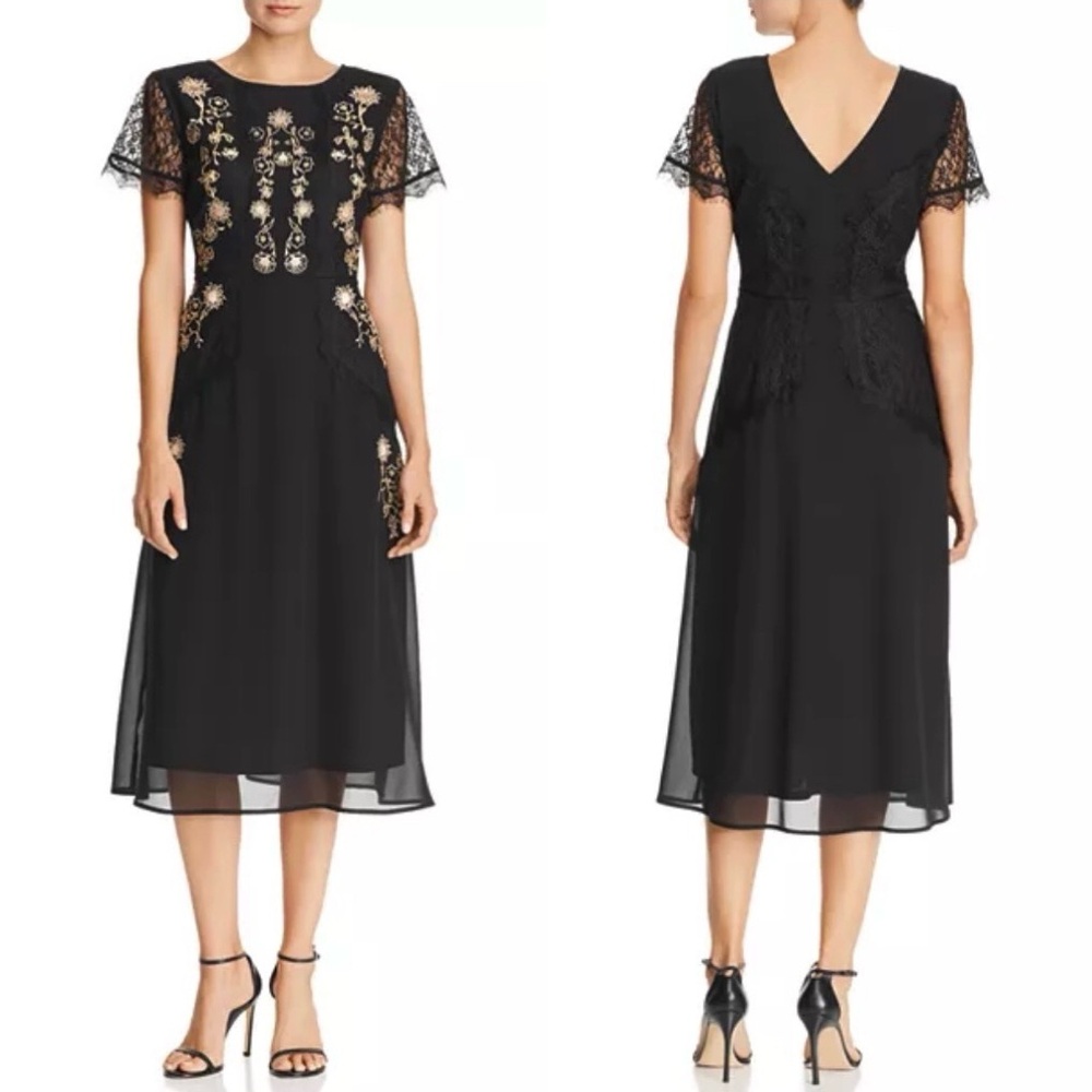 Nanette Lepore Embellished Chiffon Midi Dress